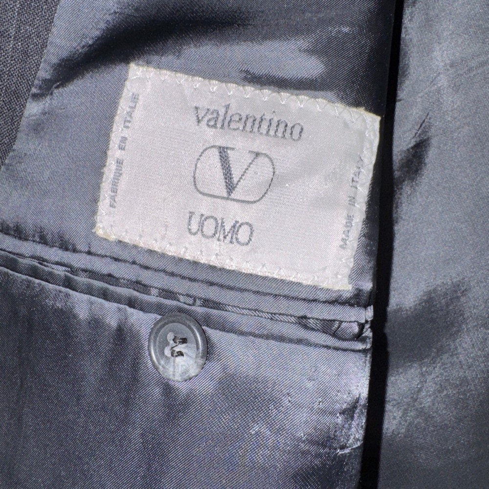 Valentino Uomo 46L Neiman Marcus Vintage Wool Pinstripe Blazer Gray Mens Italy - Picture 6 of 9